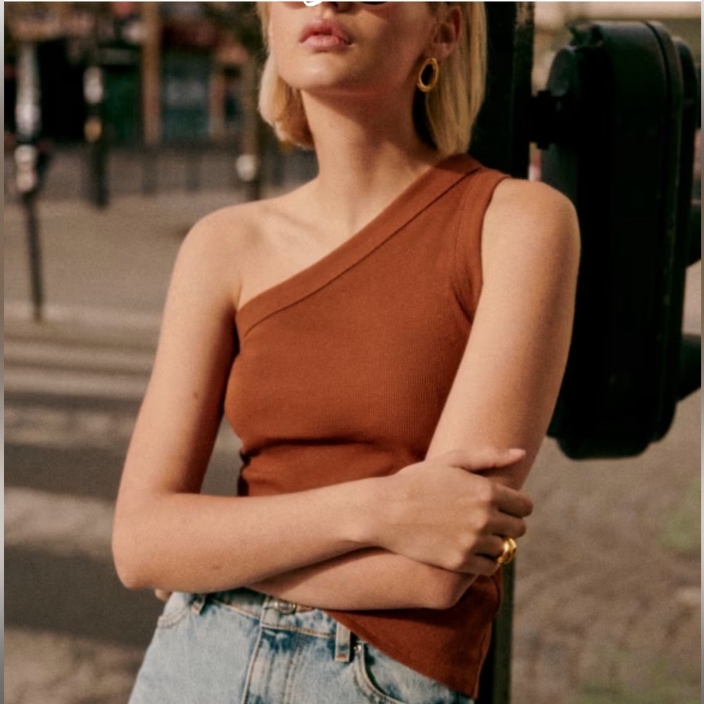 Sézane Tim Top in Coffee size XS